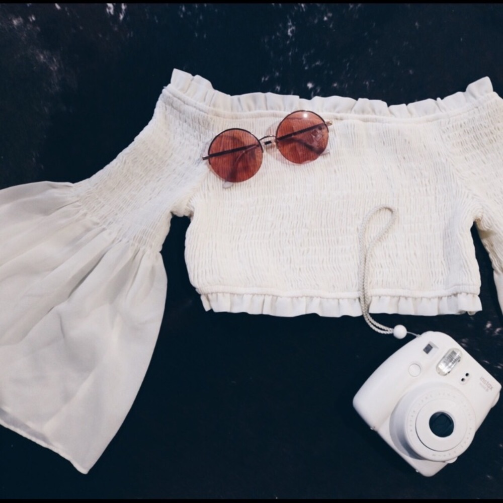 Off The Shoulder White Crop Top