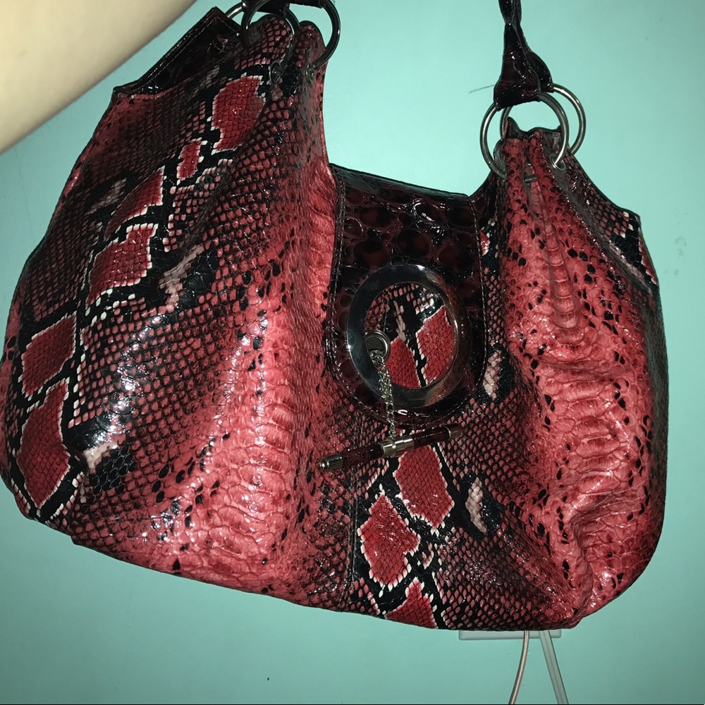 Faux SnakeSkin Red and Black Purse