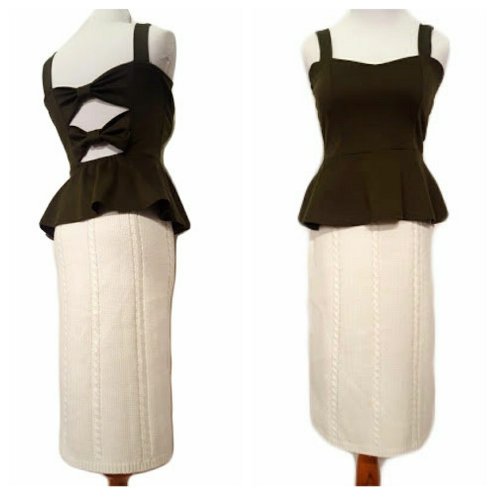 The Hamptons Ivory Pencil Midi Sweater Skirt