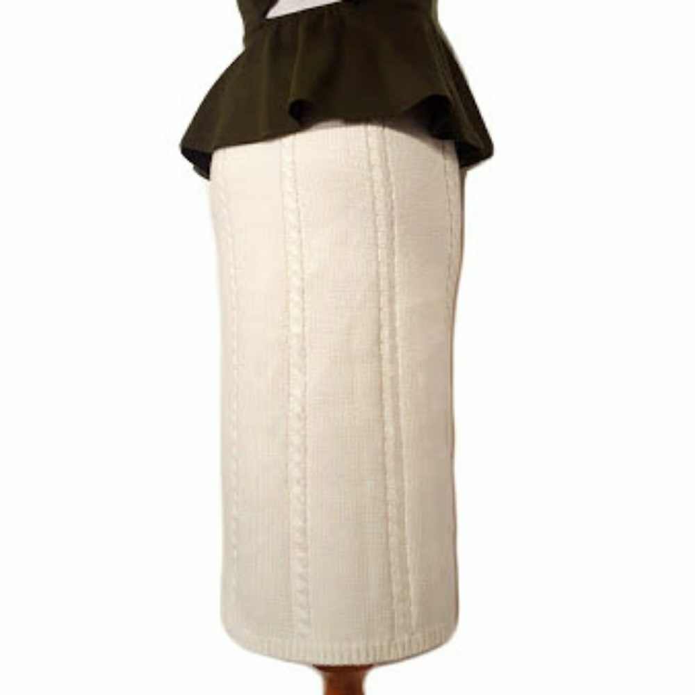 The Hamptons Ivory Pencil Midi Sweater Skirt - Picture 3 of 3