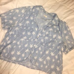 Denim button up crop top