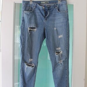 Topshop Moto distressed blue jeans size 32/30