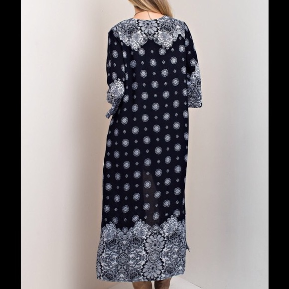 White Duster print cardigan paisleys boho sold - Picture 5 of 6