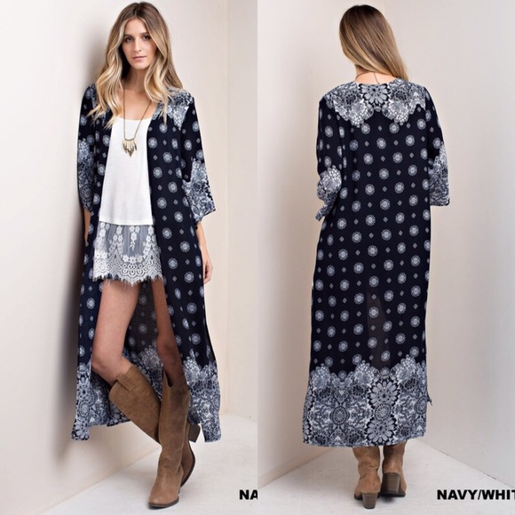 Sold Duster print cardigan open front paisley - Picture 5 of 6