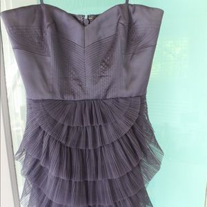 BCBG purple tiered dress. size 8. strapless.