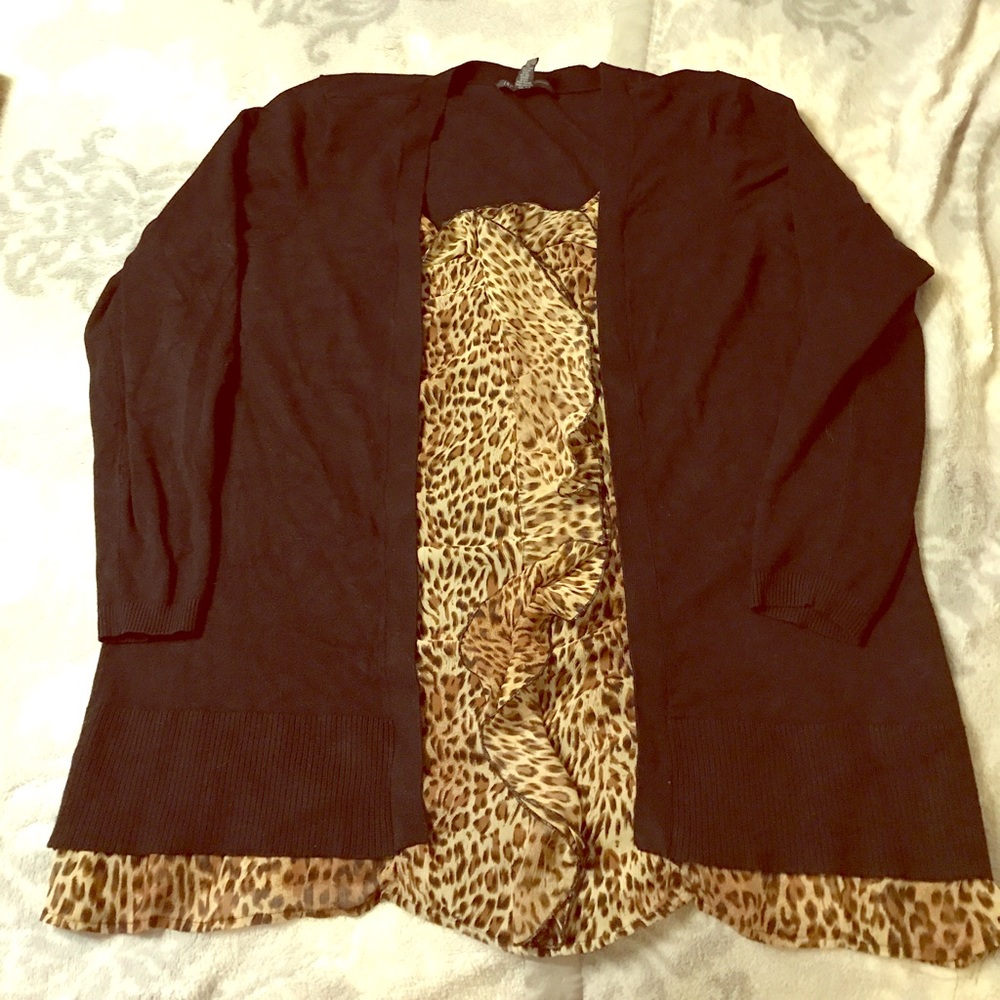 INC Cheetah built in top/cardigan missing belt