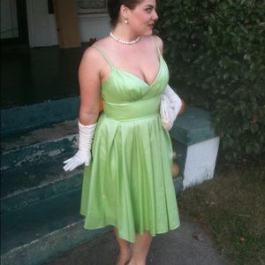 Vintage green dress, braided straps, 12