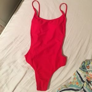 red one piece bathing suit!