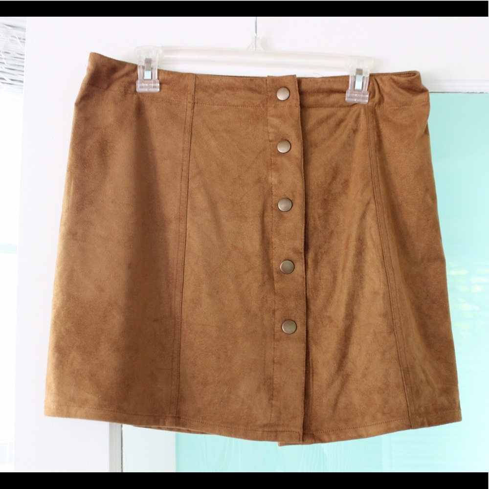 target tan suede button up suede skirt size large