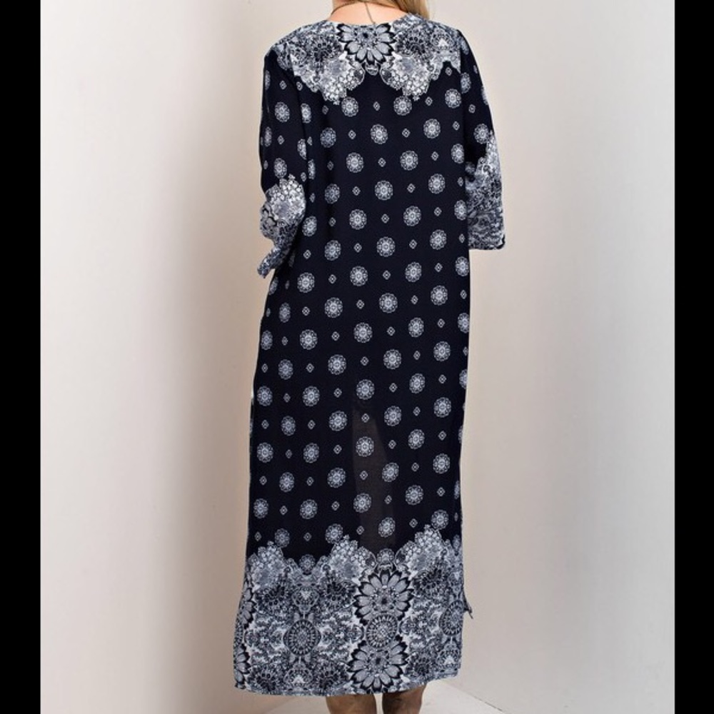 Sold duster print cardigan open front paisley boho - Picture 6 of 6