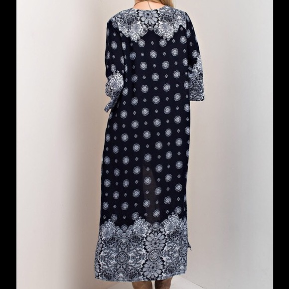 Sold duster print cardigan open front paisley boho - Picture 6 of 6