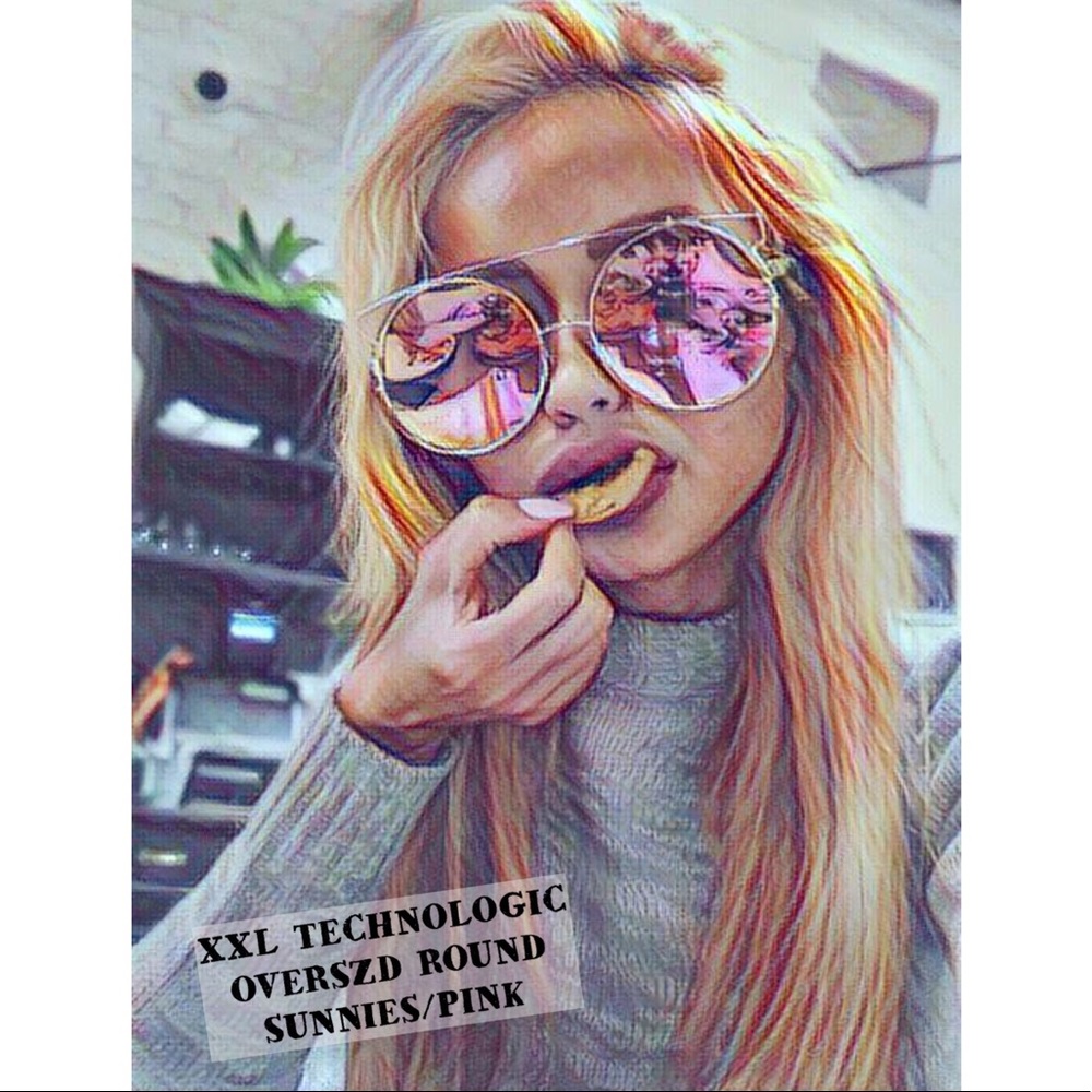 🆕 XXL TECHNOLOGIC OVSD Round Sunnies/Pink/100%UVA