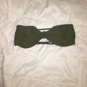 Army green strapless swim top