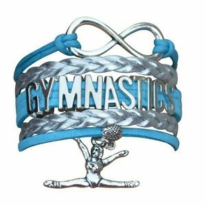 GYMNASTICS LEATHER CHARM BRACELET SILVER-SPORTS