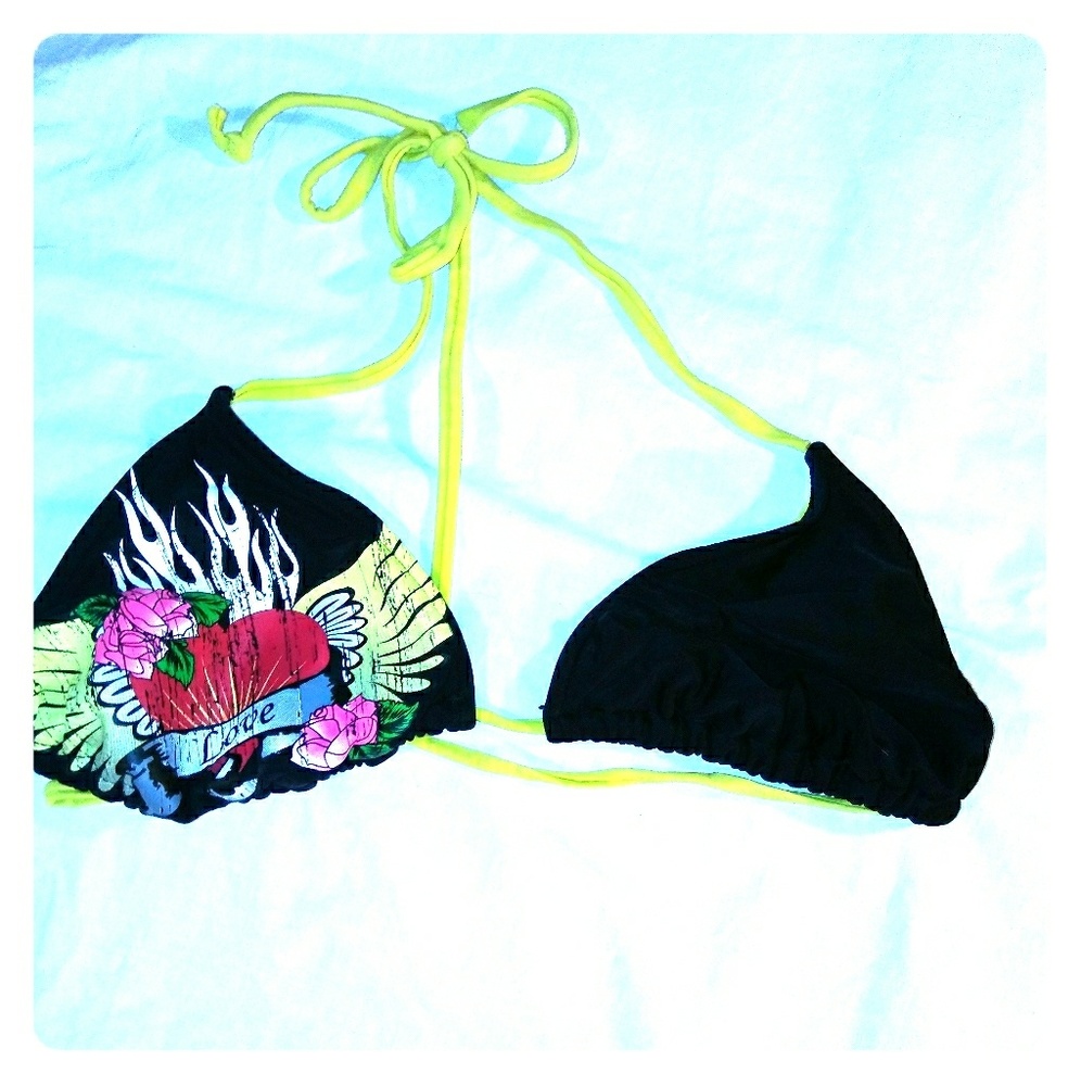 Black and yellow bikini top