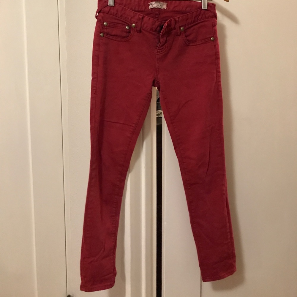 Red Skinny free people pants