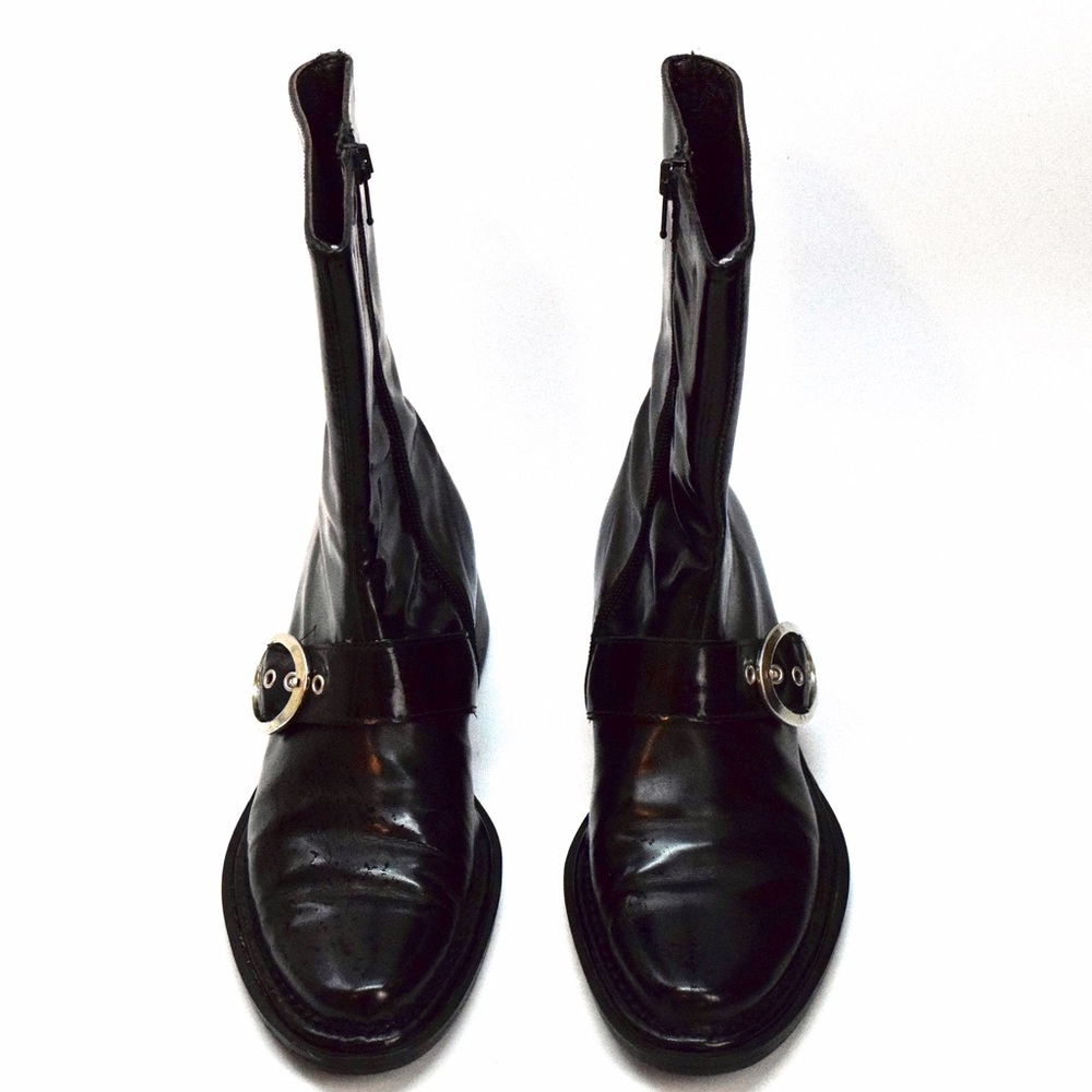 Alberto Fermani Black Leather Motorcycle Boots, 38