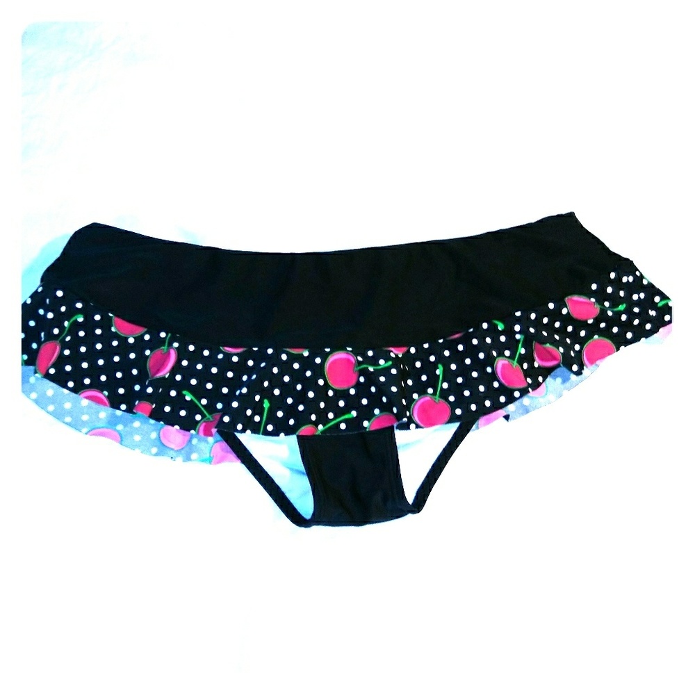 Cute black bikini bottoms with cherries