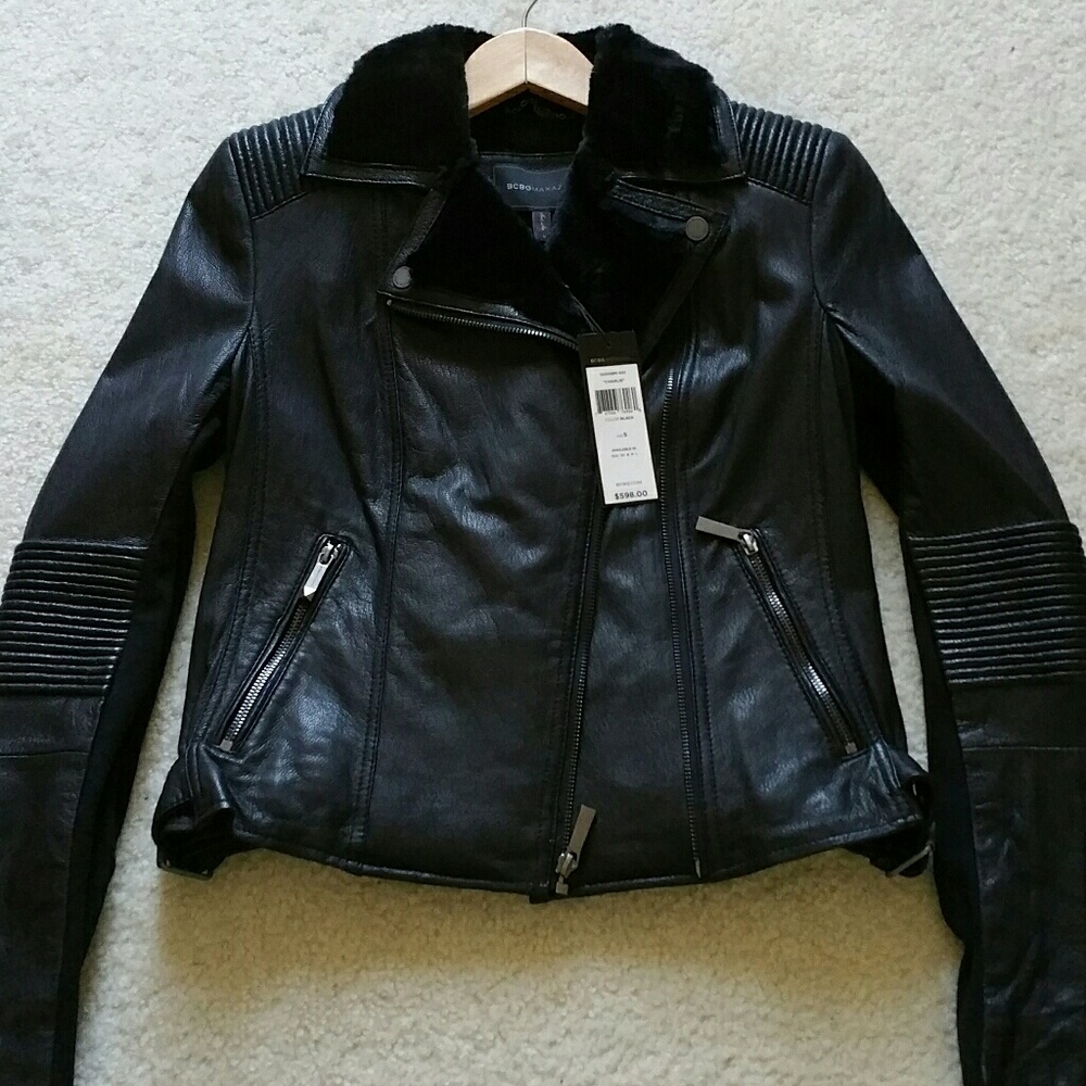 Sold!NWT BCBG MAXAZRIA moto leather jacket