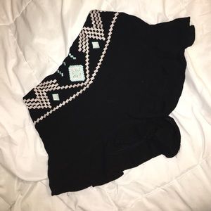 Black high waisted fabric shorts