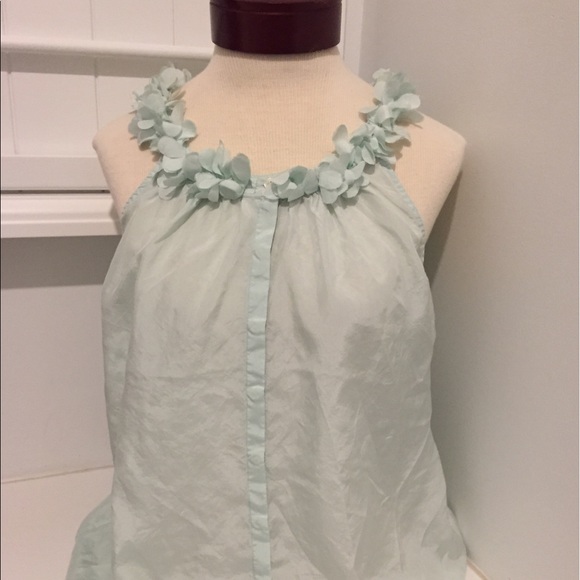 J. Crew Tops - J CREW turquoise silk  button down tank top blouse