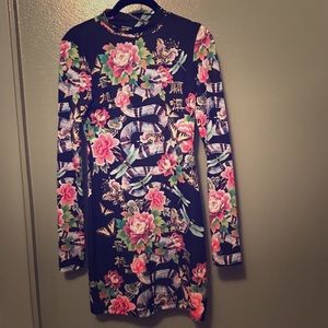 Nasty Gal Stretch Long Sleeve Mini Dress JADED