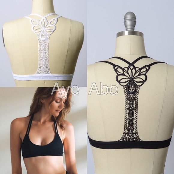 racerback butterfly back lace bralette tattoo - Picture 2 of 5