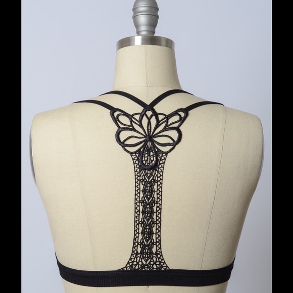 racerback butterfly back lace bralette tattoo - Picture 4 of 5
