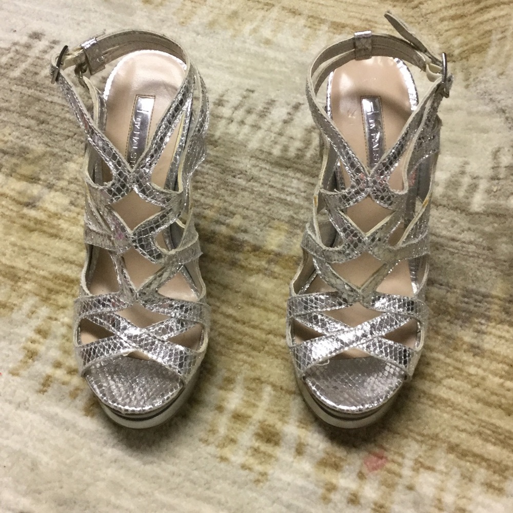 Silver Strapy Platform Heels