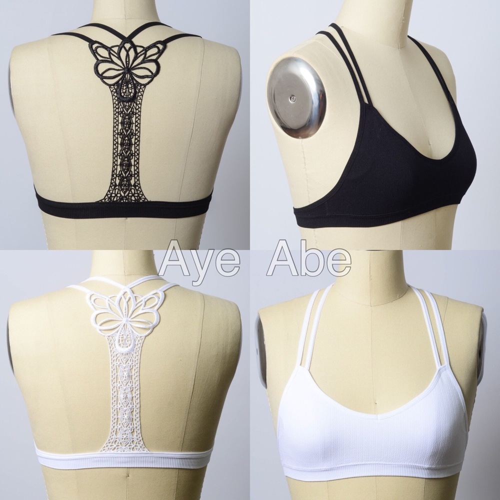 Black racerback butterfly appliqué bralette tattoo - Picture 2 of 6
