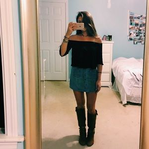 Off Shoulder Black Blouse