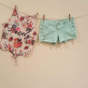 Cropped tank top and shorts