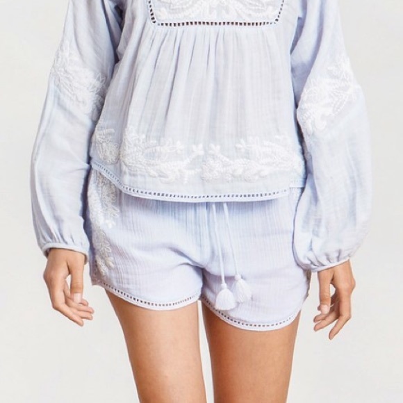 Misa Los Angeles Pants - Misa Los Angeles 'Deena Shorts' in Powder Blue Misa Los Angeles Pants - Misa Los Angeles 'Deena Shorts' in Powder Blue