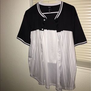 oversized striped baseball jersey