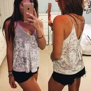 Crushed Velvet Tank in Baby Blue