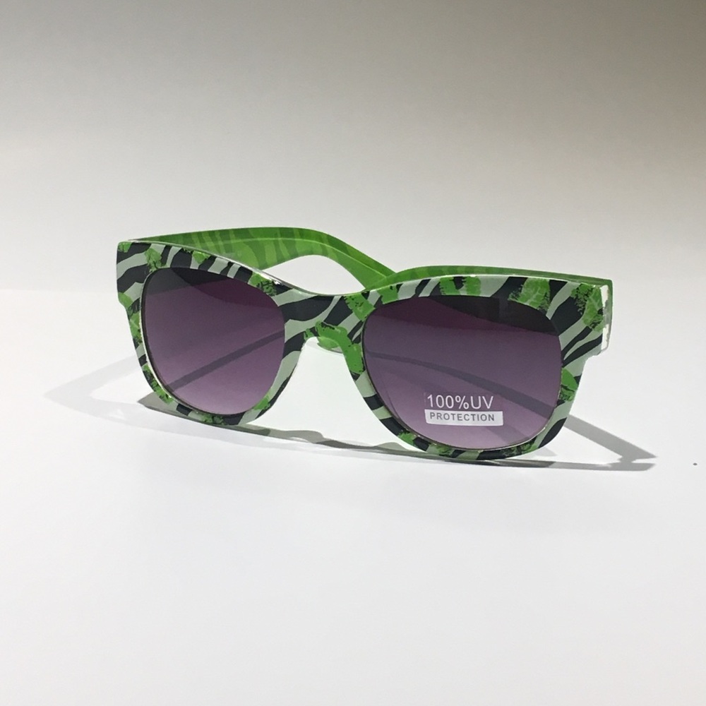 Lime green zebra kiss sunglasses