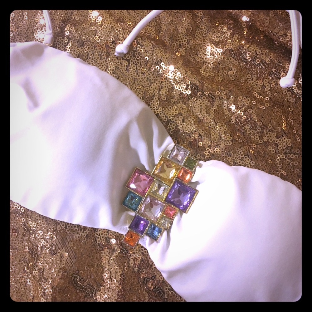 Victoria's Secret White Gem Bandeau Bikini Top M