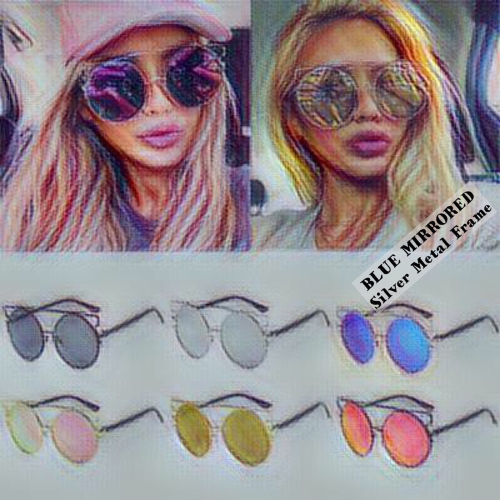 🆕 Overszd Cat Eye Sunnies Flat Mirrored Lens/BLUE