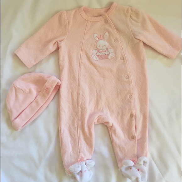 💋Sold💋Little me pink ballet footie and hat set - Picture 1 of 2