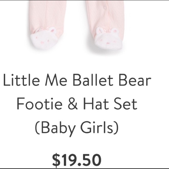 💋Sold💋Little me pink ballet footie and hat set - Picture 2 of 2