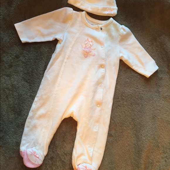 Little me white ballet bear footie - Picture 2 of 3