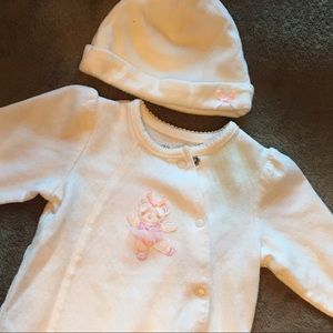 Little me white ballet bear footie