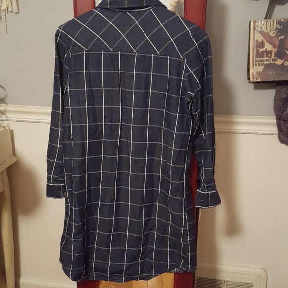 Blue Front Pocket Denim Shirt Dress - Picture 2 of 6