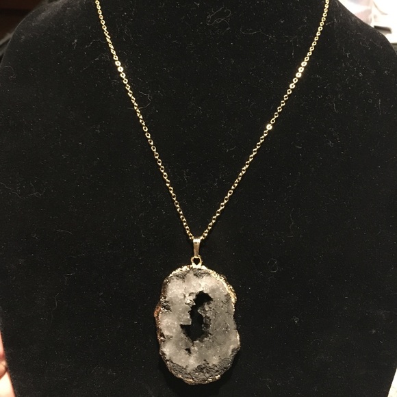 Stunning smokey grey sliced natural agate Druzy - Picture 1 of 8