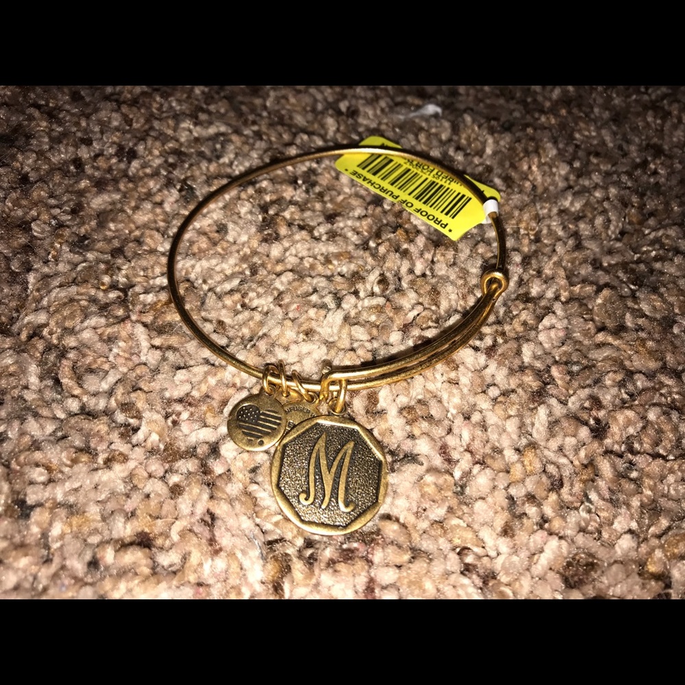 Initial M Charm Bangle