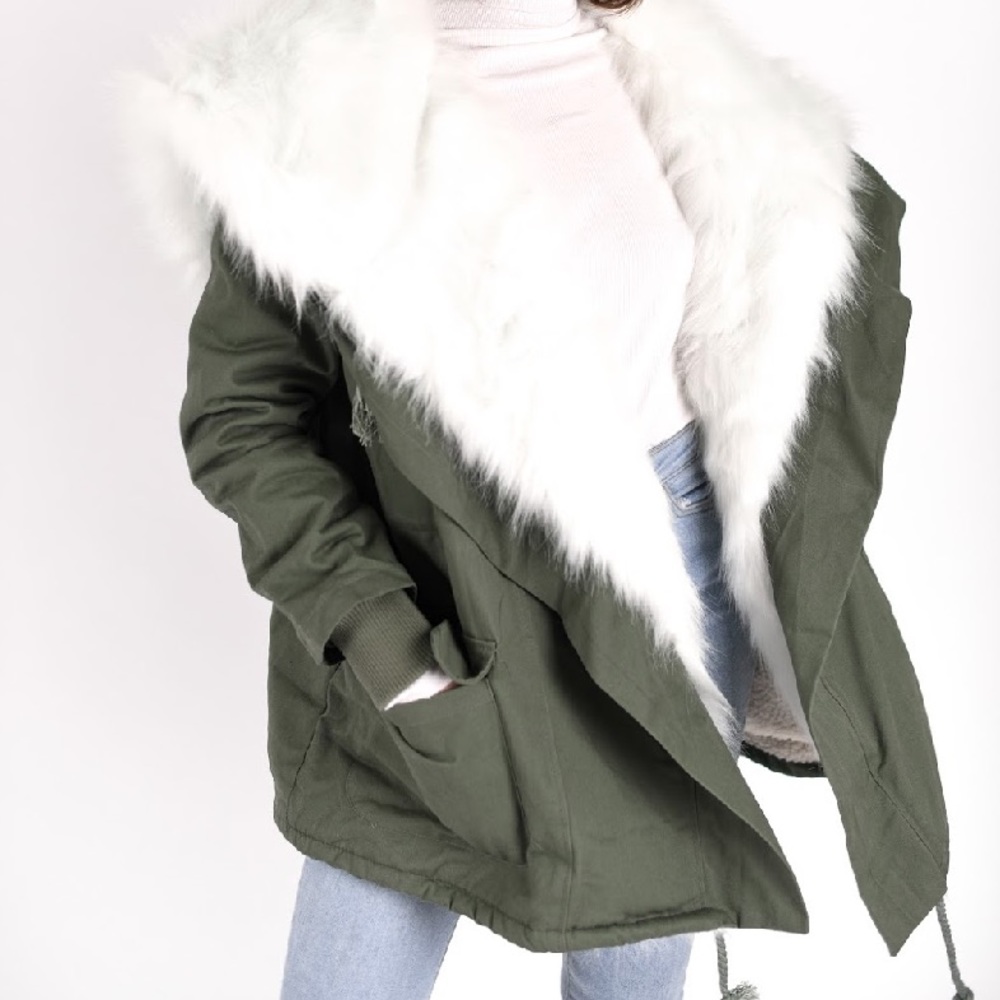 green fur jacket