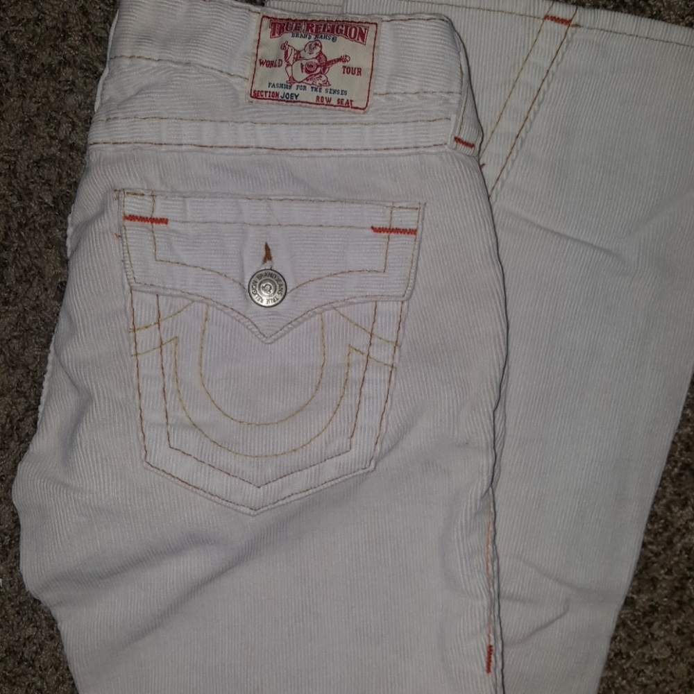 True Religon Joey White Corduroy Flare sz 27