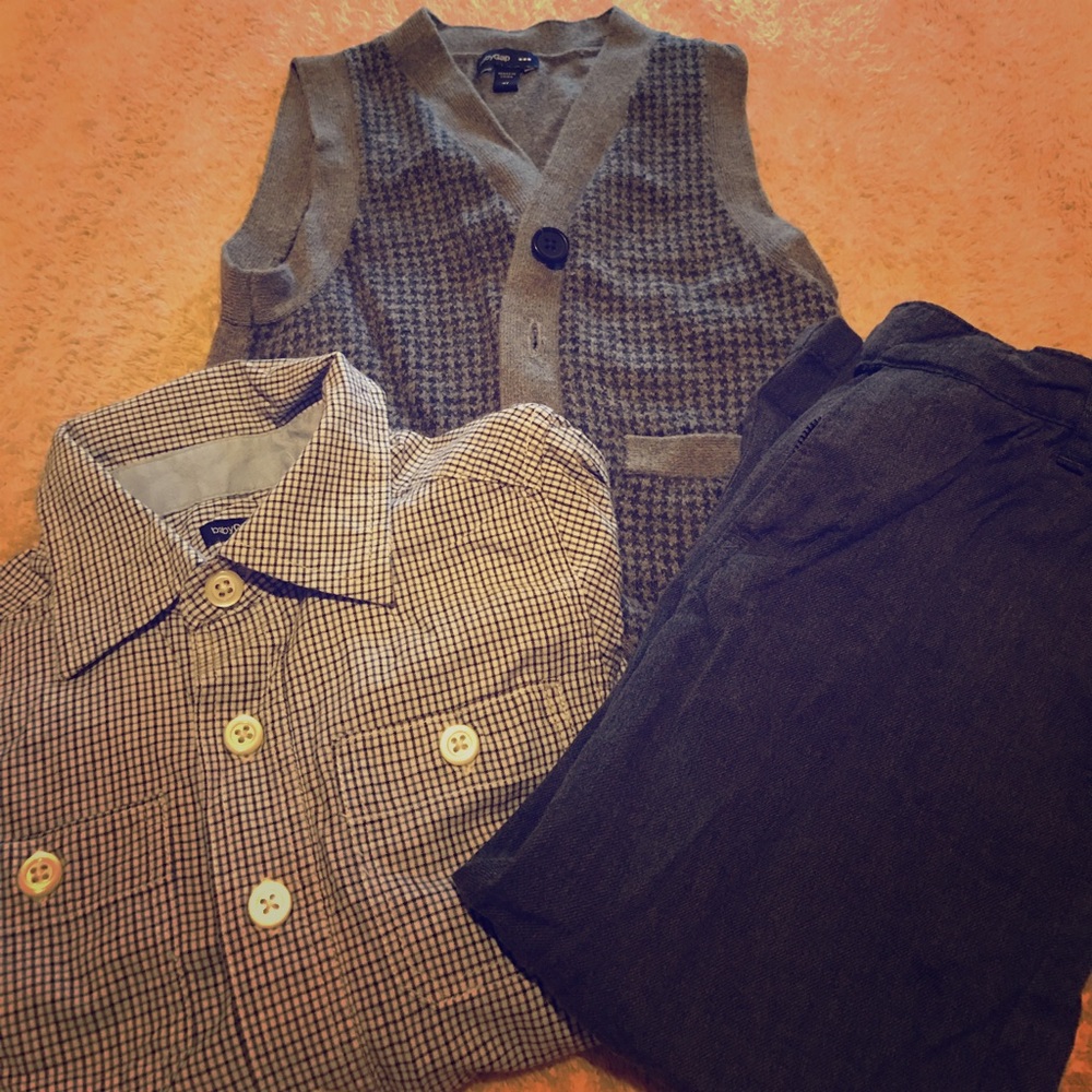 Boys formal outfit - dress shirt - vest - pants