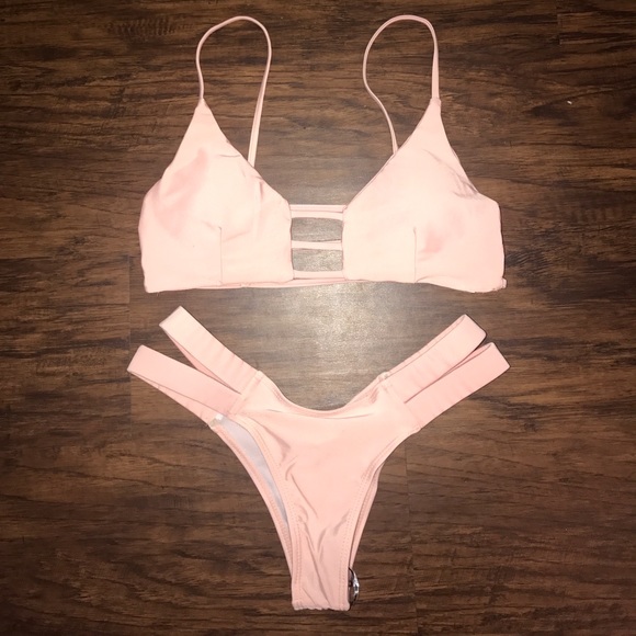 Light Pink Caged Back Bikini - Picture 3 of 6