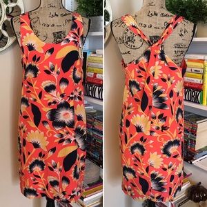 JCREW Twist Back Orange Hibiscus Print Dress